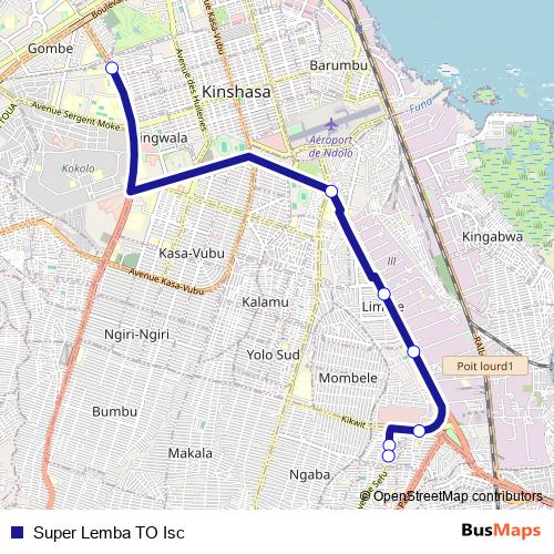Super Lemba TO Isc bus Line Map