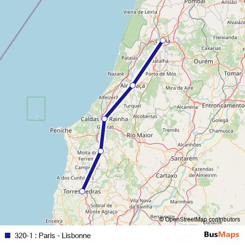 320-1 : Paris - Lisbonne bus Line Map