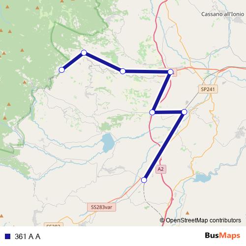 361 A A bus Line Map