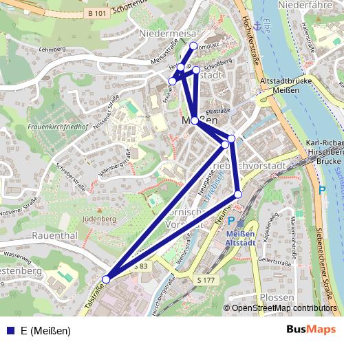 E (Meißen) bus Line Map