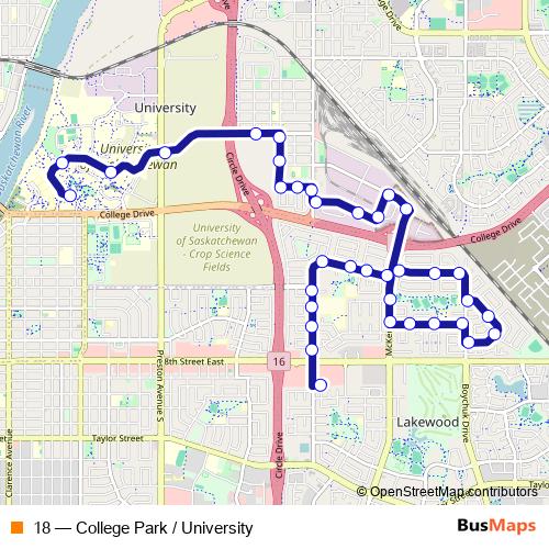18 bus Line Map