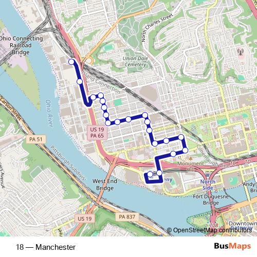 18 bus Line Map