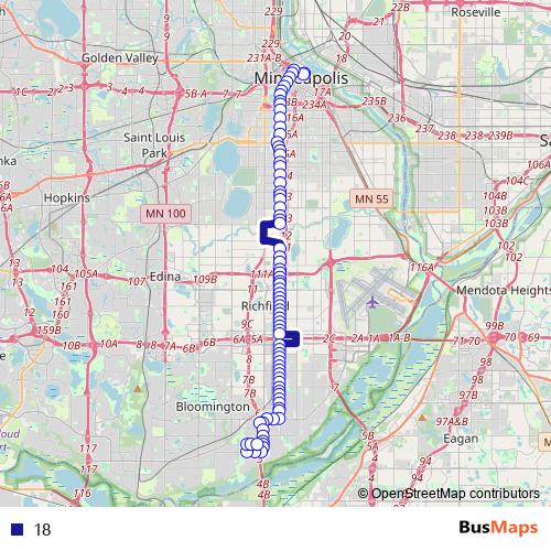 18 bus Line Map