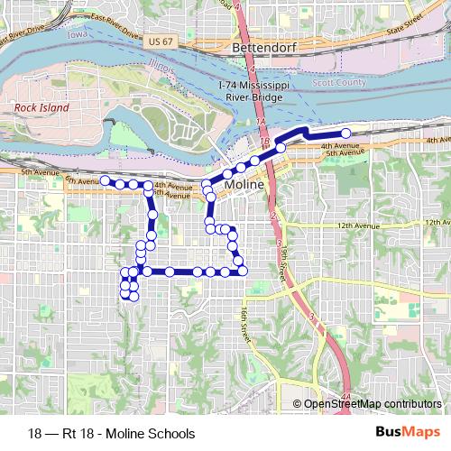 18 bus Line Map