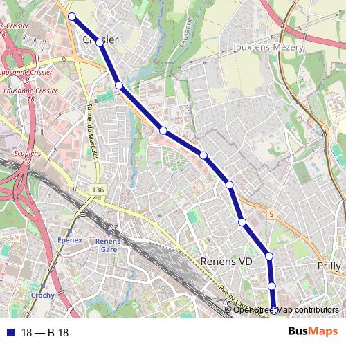 18 bus Line Map