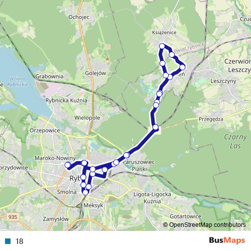 18 bus Line Map