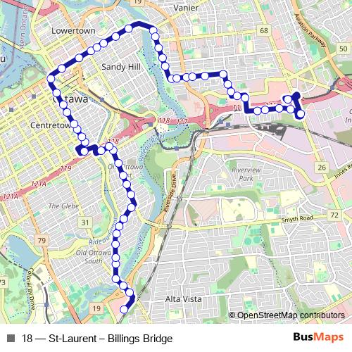 18 bus Line Map