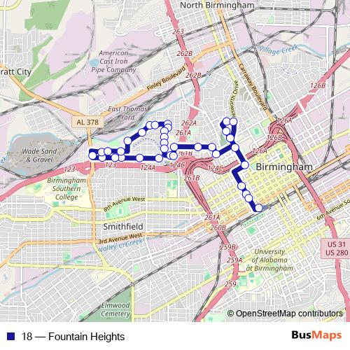 18 bus Line Map