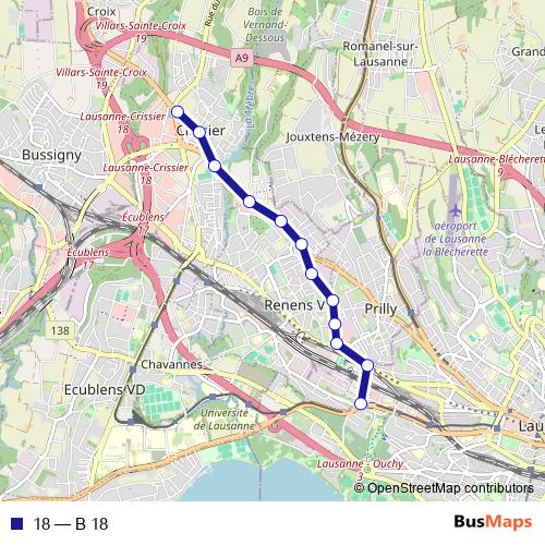 18 bus Line Map