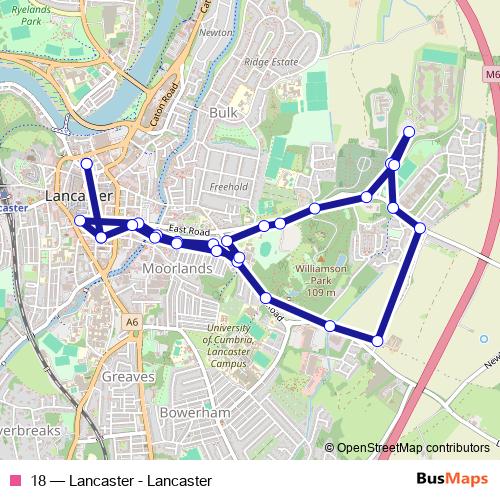 18 bus Line Map