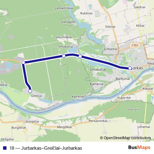 18 bus Line Map