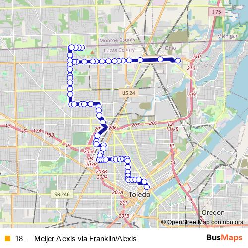 18 bus Line Map