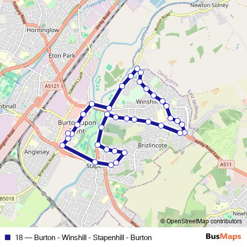 18 bus Line Map