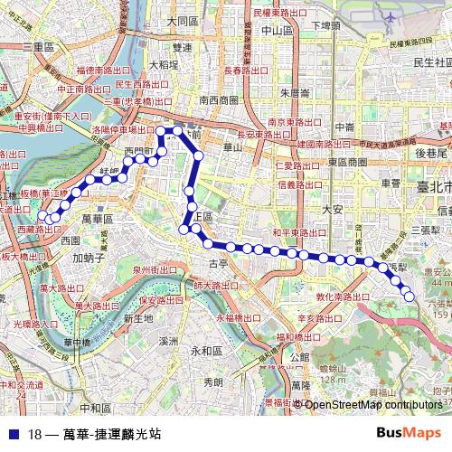 18 bus Line Map