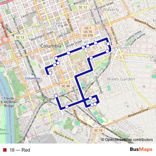 18 bus Line Map