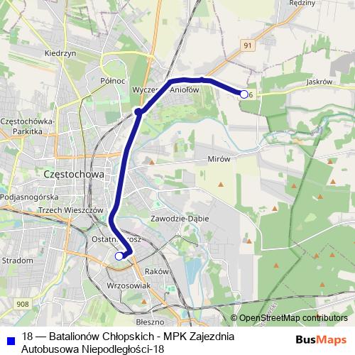18 bus Line Map