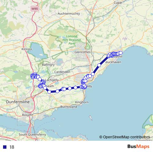 18 bus Line Map
