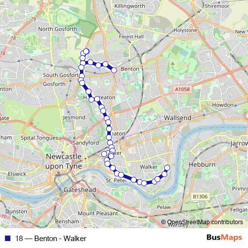18 bus Line Map