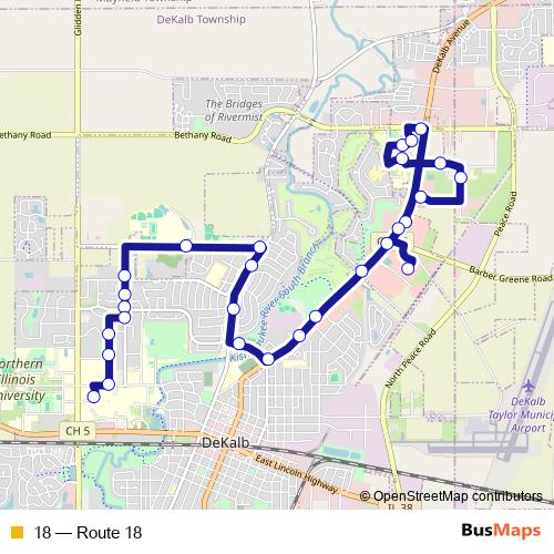 18 bus Line Map