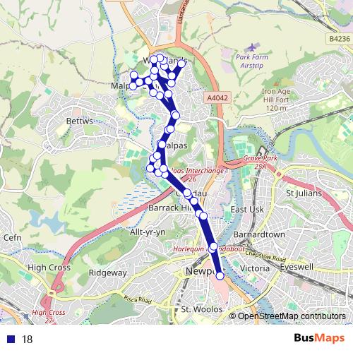 18 bus Line Map