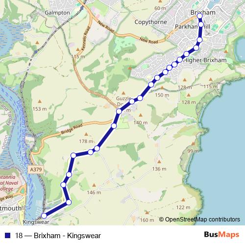 18 bus Line Map