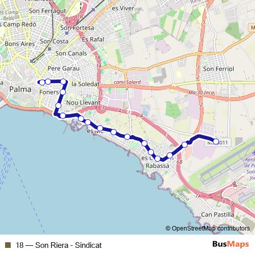 18 bus Line Map