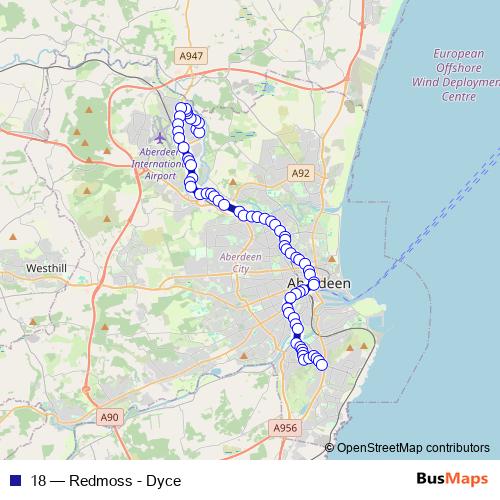 18 bus Line Map