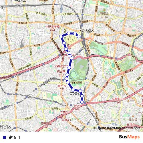 宿５１ bus Line Map