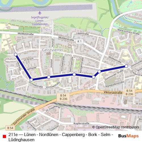 211e bus Line Map