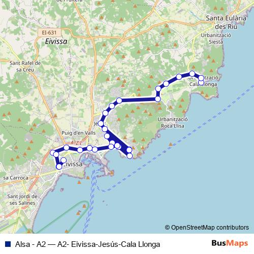 Alsa - A2 bus Line Map