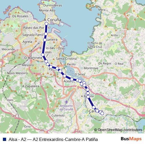 Alsa - A2 bus Line Map