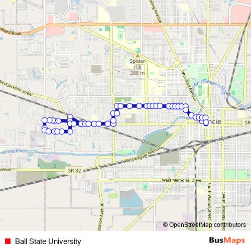 Ball State University bus Line Map