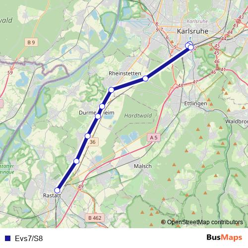 Evs7/S8 bus Line Map