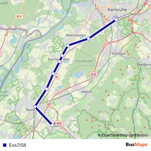 Evs7/S8 bus Line Map