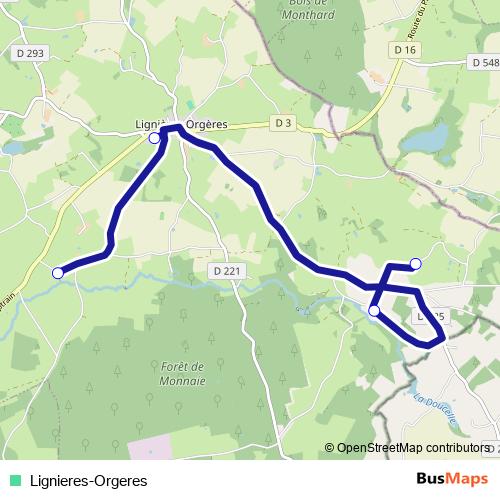 Lignieres-Orgeres bus Line Map