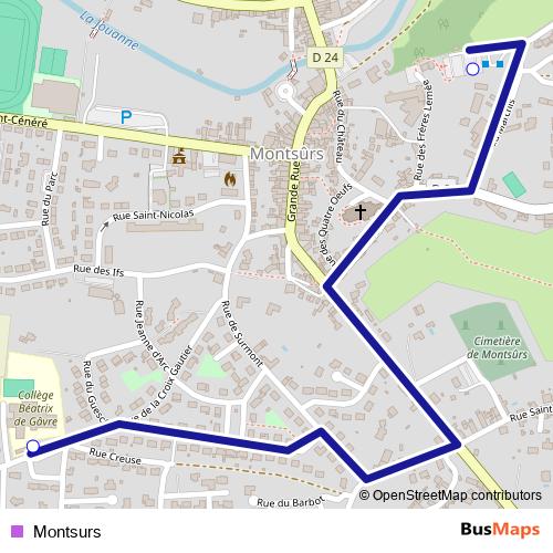 Montsurs bus Line Map