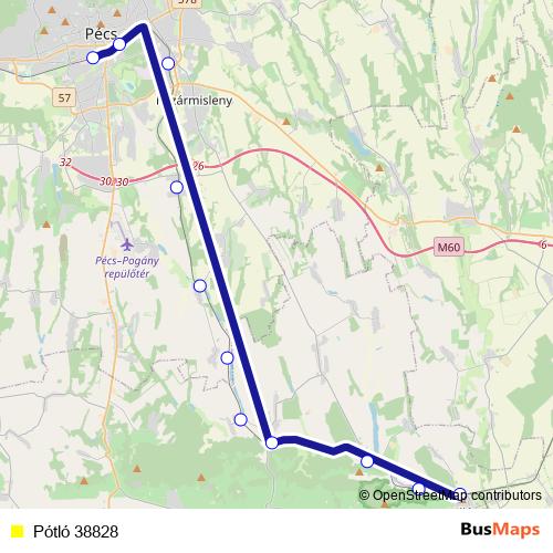 Pótló 38828 bus Line Map