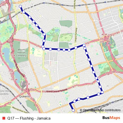 Q17 bus Line Map
