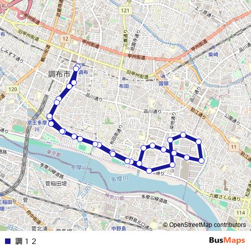 調１２ bus Line Map