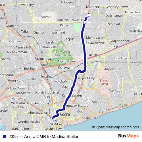 232a bus Line Map