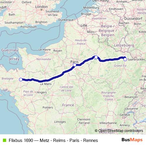 Flixbus 1690 bus Line Map