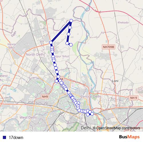 17down bus Line Map