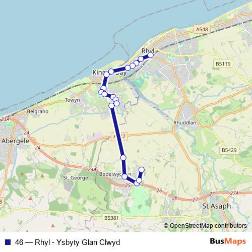 46 bus Line Map