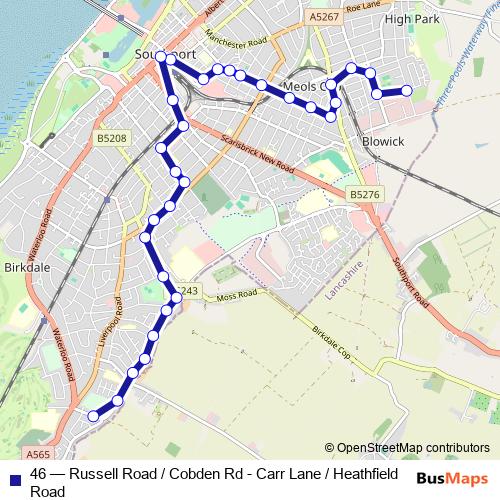 46 bus Line Map