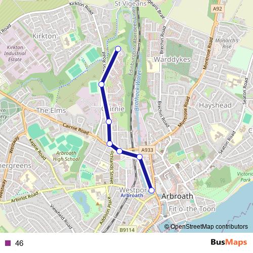 46 bus Line Map