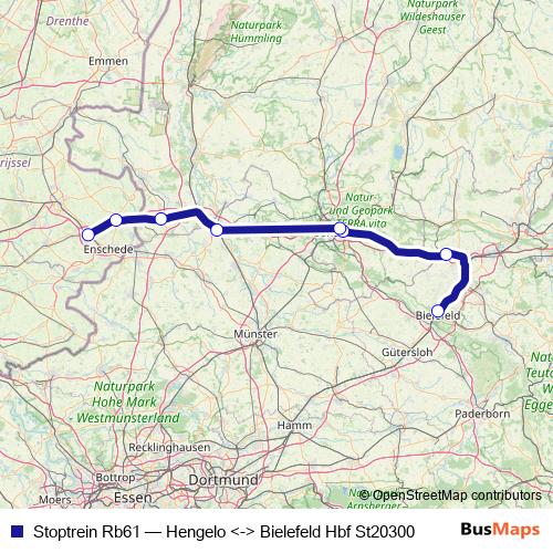 Stoptrein Rb61 rail Line Map