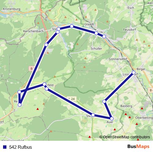 542 Rufbus bus Line Map