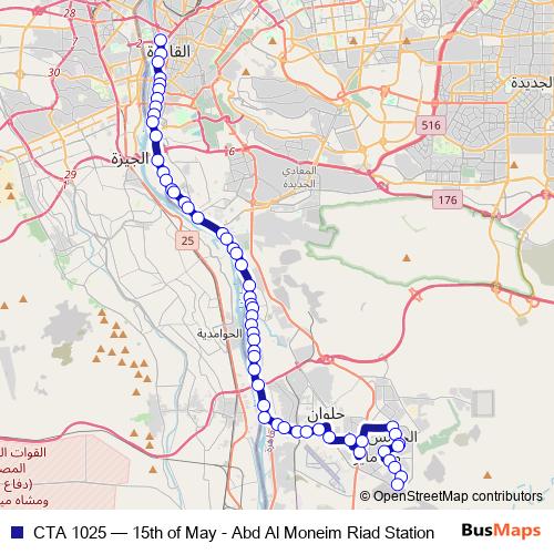 CTA 1025 bus Line Map