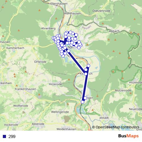 299 bus Line Map