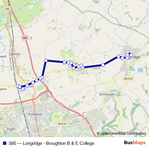 585 bus Line Map